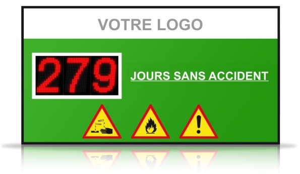 Panneau jours sans accident avec pictogrammes de sécurité