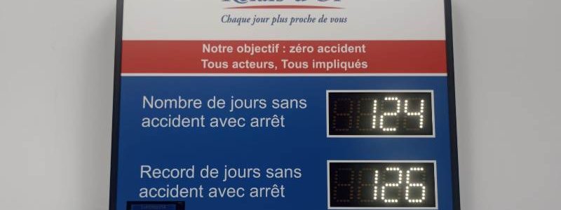 Panneau affichage nombre de jours sans accident