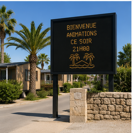 Panneau d'information lumineux pour camping